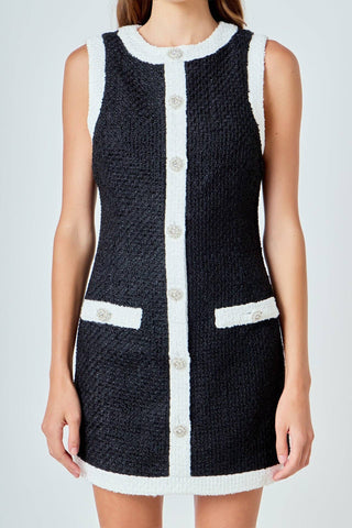 Monaco Muse Tweed Sleeveless Mini Dress