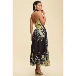 Golden Garden Halter Midi Dress