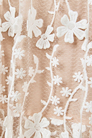 Champagne Blossom Strapless Midi Dress