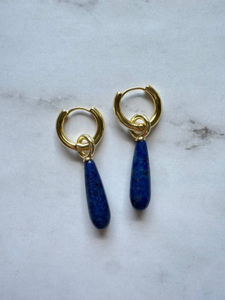 Amara Gemstone Drop Huggie Hoop Earrings