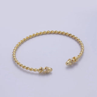 Adjustable Gold Twisted Rope Bracelet Dainty Silver Cuff Ban