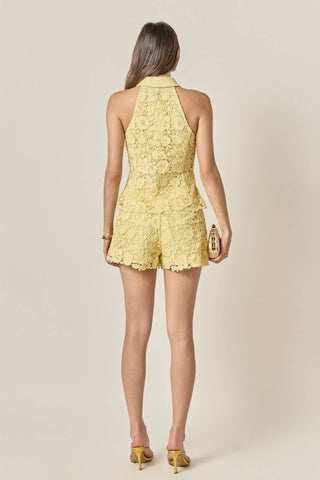 Floral Lace Halter Top & Shorts Set