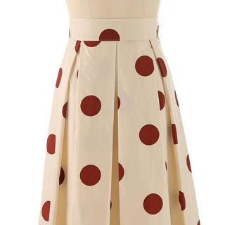 Vintage Polka Dot Cotton High Waist Midi Skirt