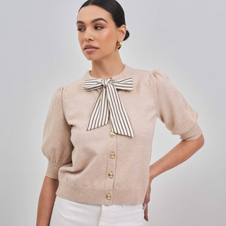 Nantucket Satin Tie Neck Cardigan