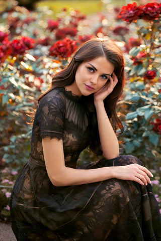 Noir Garden Midi Dress