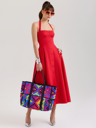 Midtown Fitted V-Neck Halter Dress