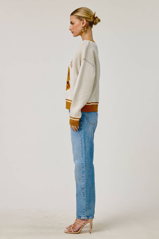 Stay Golden Dog Motif Sweater