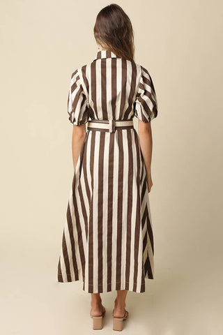 Cora Belted Stripe Maxi Dress