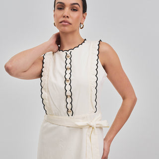 Bellano Contrast Scalloped  Dress