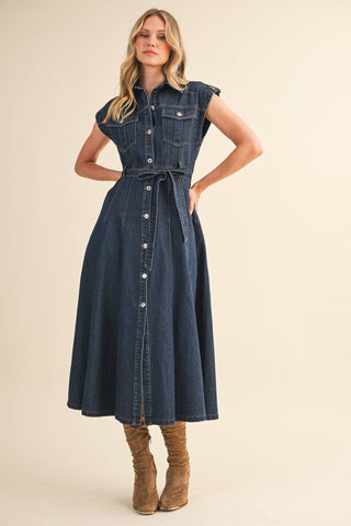 Iris Denim Button Down Midi Dress