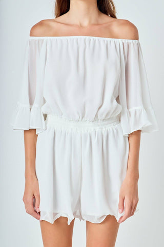 Ruffled Sleeve Romper
