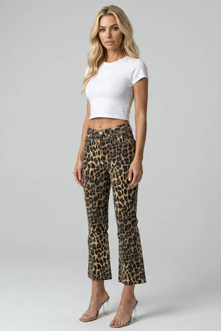 Wild Side Leopard Kick Flare Jeans