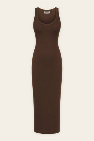 Scoop Neck Ribbed Double Layer Maxi Dress