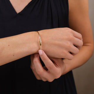 Run, Baby,Run 18k Gold Filled Thin Line Cz Bangle Bracelet