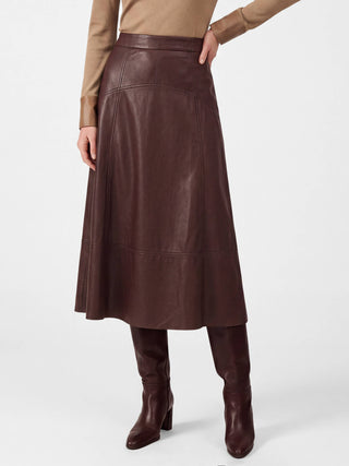 Faux Leather A-Line Midi Skirt
