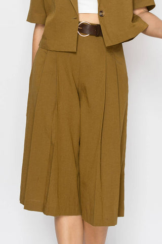 Gwen Pleated Wide Culotte Pants