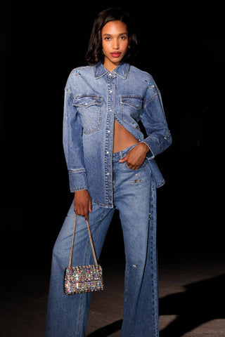 Bejeweled Denim Shirt