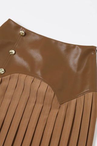Bordeaux Pleated Faux Leather Skirt