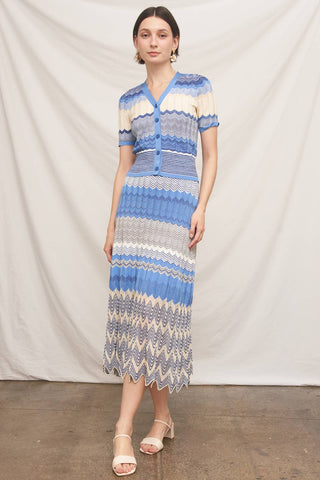 Bellagio Blue Sky Chevron Pointelle Knit Set