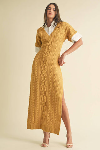 Everything is Golden Cableknit Maxi Dress