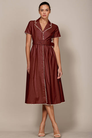 Drops of Jupiter Pearl-Trimmed Midi Dress