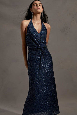 Sequin Halter Long Dress