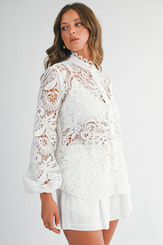 Lace Button-Up Blouse