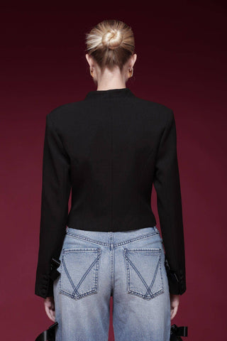 Contrast Lapel Button Blazer