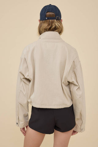 Kennedy Stand Collar Drawstring Hem Jacket