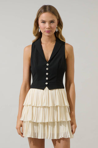Fadia Atmore Vest Ruffle Mini Dress