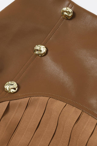 Bordeaux Pleated Faux Leather Skirt