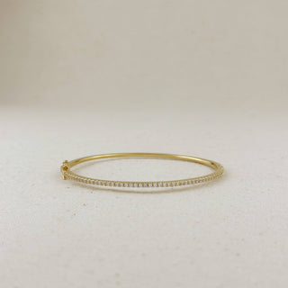 Run, Baby,Run 18k Gold Filled Thin Line Cz Bangle Bracelet