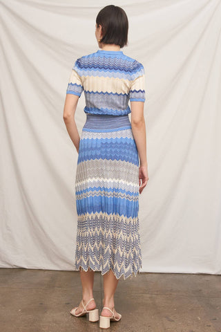 Bellagio Blue Sky Chevron Pointelle Knit Set