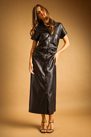 Delphine Faux Leather Dress