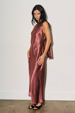Sabine Satin Tie-Back Maxi Dress