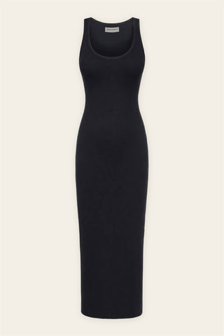Scoop Neck Ribbed Double Layer Maxi Dress