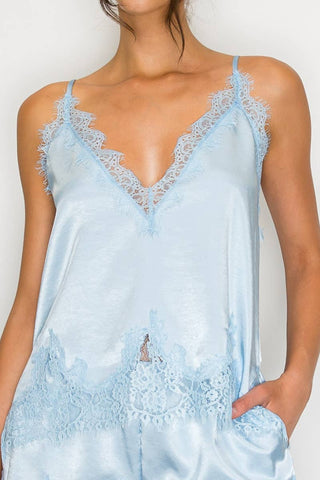 Lace Satin Camisole and Short Set