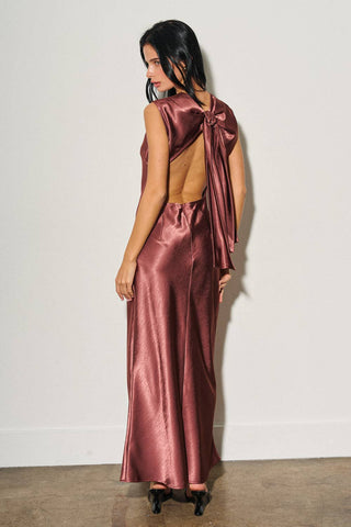 Sabine Satin Tie-Back Maxi Dress
