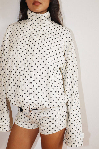 Polka Dot Zip-Up Jacket
