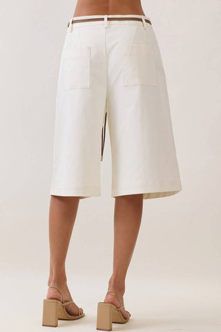 Envy Belted Wide-Leg Bermuda Shorts
