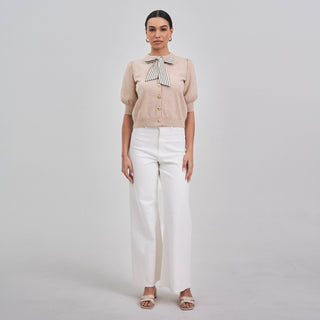 Nantucket Satin Tie Neck Cardigan
