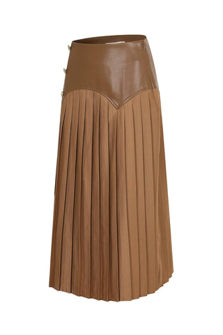 Bordeaux Pleated Faux Leather Skirt