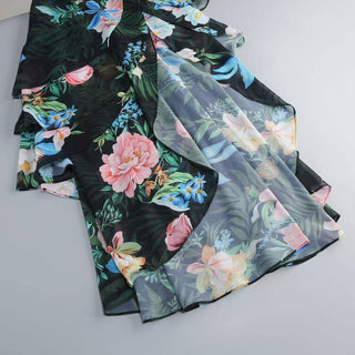 Fleurette Floral Tiered Chiffon Midi Dress