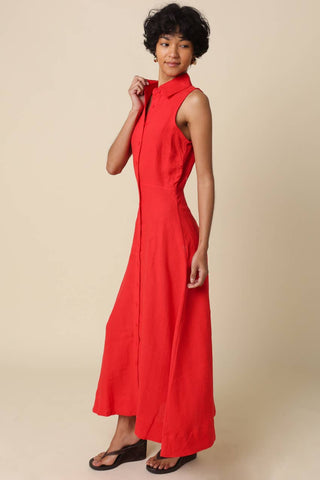 Aimme Button-Front Linen Maxi Dress – styled look – Into The Palms boutique