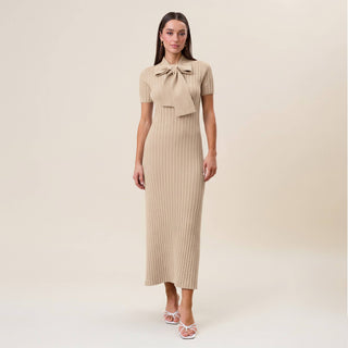Something Blue Neck Tie  Ribbed Knit Dress