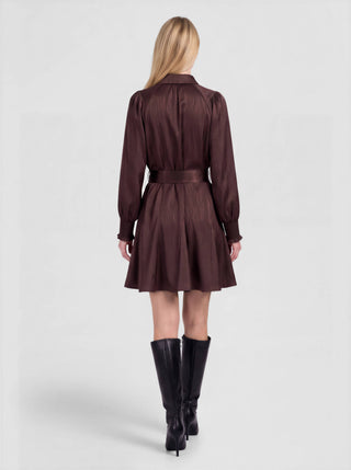 Satin Belted Mini Shirt Dress