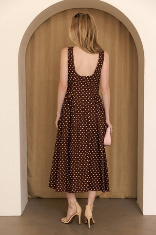 Sasha Polka Dot Fit & Flare Midi Dress