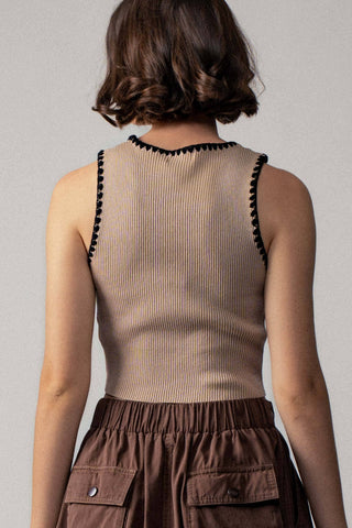 Scalloped Ribbed Knit Crop Top