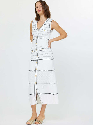 Gold Button Sleeveless Knit Dress