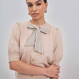 Nantucket Satin Tie Neck Cardigan